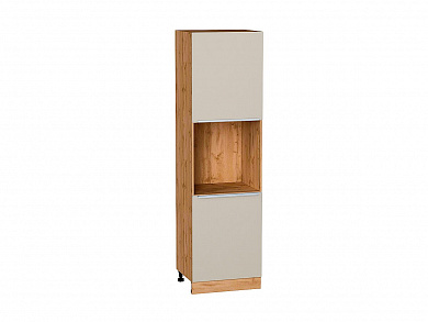 Шкаф пенал с 2-мя дверцами под технику Фьюжн 2132*600*576 Cream Silk / Дуб Вотан